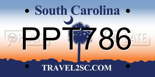 PPT786 South Carolina License Plate