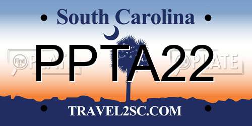 PPTA22 South Carolina License Plate