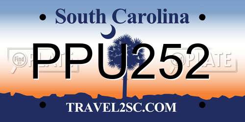 PPU252 South Carolina License Plate