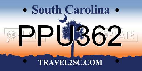 PPU362 South Carolina License Plate