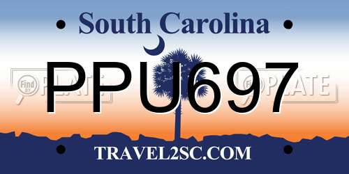 PPU697 South Carolina License Plate