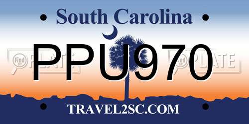 PPU970 South Carolina License Plate