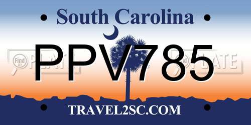 PPV785 South Carolina License Plate