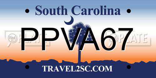 PPVA67 South Carolina License Plate