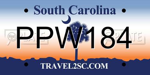 PPW184 South Carolina License Plate