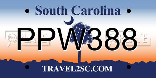 PPW388 South Carolina License Plate