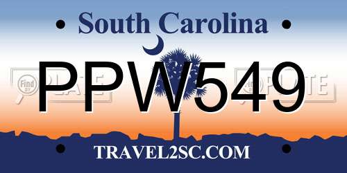 PPW549 South Carolina License Plate