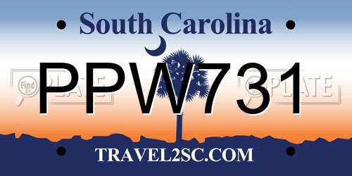 PPW731 South Carolina License Plate