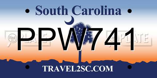 PPW741 South Carolina License Plate