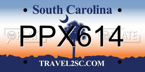 PPX614 South Carolina License Plate