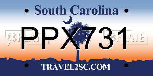 PPX731 South Carolina License Plate