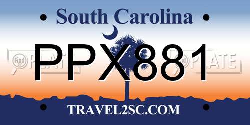 PPX881 South Carolina License Plate