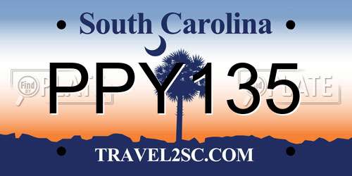 PPY135 South Carolina License Plate
