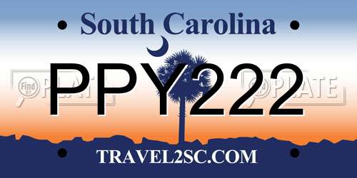 PPY222 South Carolina License Plate