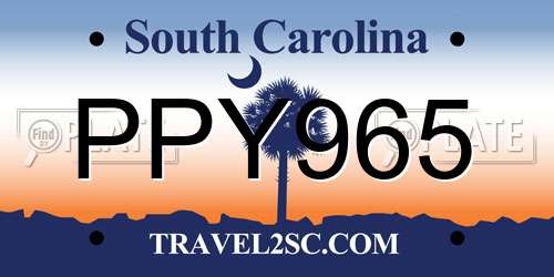 PPY965 South Carolina License Plate