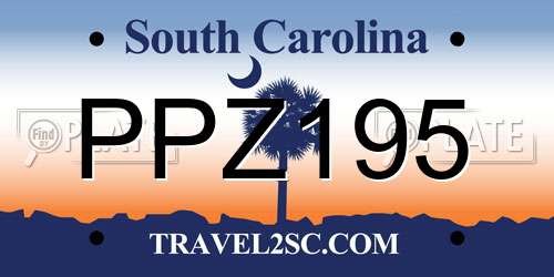 PPZ195 South Carolina License Plate