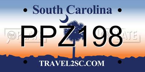 PPZ198 South Carolina License Plate