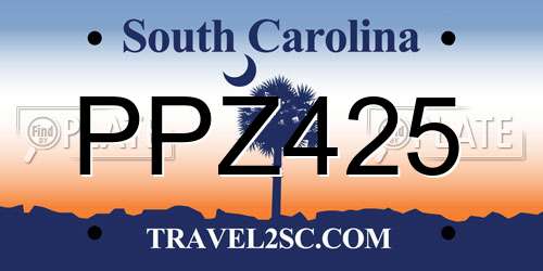 PPZ425 South Carolina License Plate