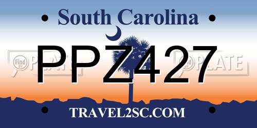 PPZ427 South Carolina License Plate