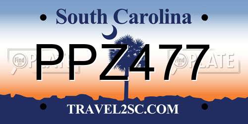PPZ477 South Carolina License Plate