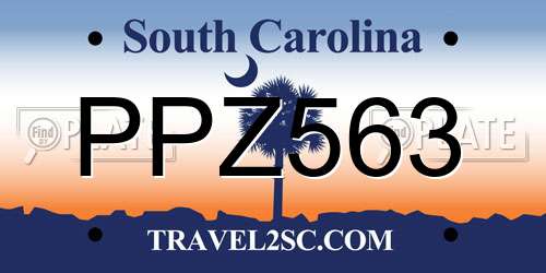 PPZ563 South Carolina License Plate