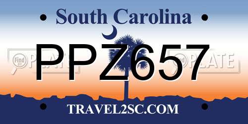 PPZ657 South Carolina License Plate