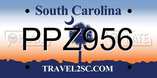 PPZ956 South Carolina License Plate