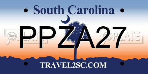PPZA27 South Carolina License Plate