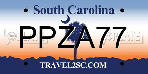 PPZA77 South Carolina License Plate