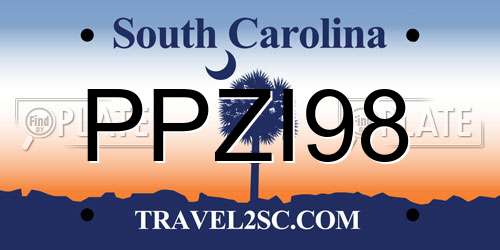 PPZI98 South Carolina License Plate
