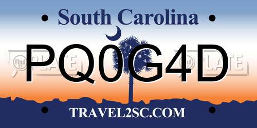 PQ0G4D South Carolina License Plate