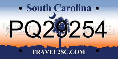 PQ29254 South Carolina License Plate