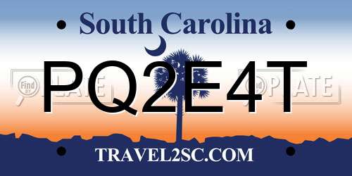 PQ2E4T South Carolina License Plate