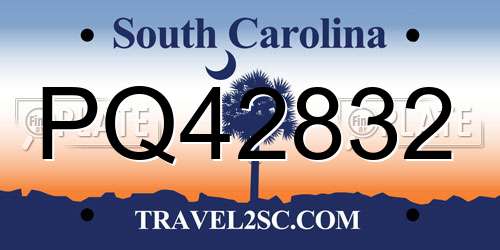 PQ42832 South Carolina License Plate