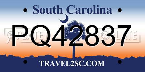 PQ42837 South Carolina License Plate