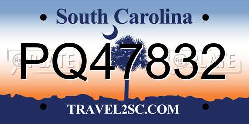 PQ47832 South Carolina License Plate