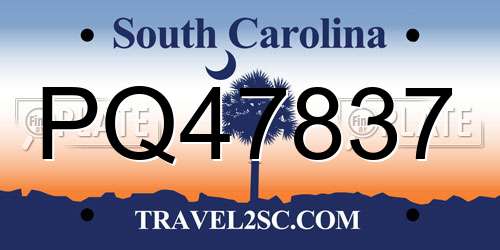 PQ47837 South Carolina License Plate