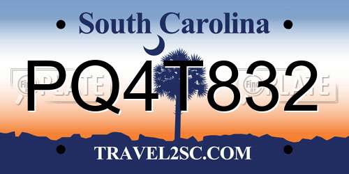 PQ4T832 South Carolina License Plate