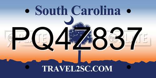 PQ4Z837 South Carolina License Plate