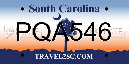 PQA546 South Carolina License Plate