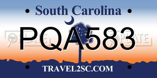 PQA583 South Carolina License Plate