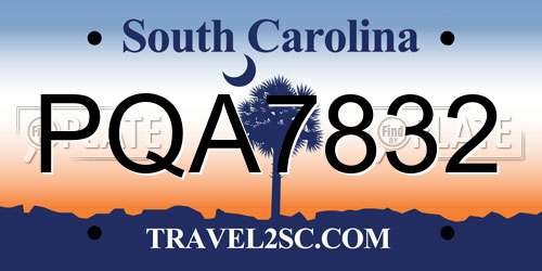 PQA7832 South Carolina License Plate