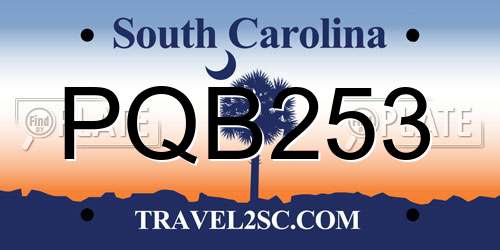 PQB253 South Carolina License Plate
