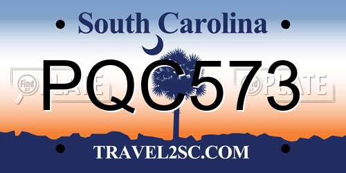 PQC573 South Carolina License Plate