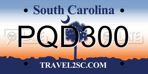 PQD300 South Carolina License Plate