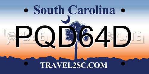 PQD64D South Carolina License Plate