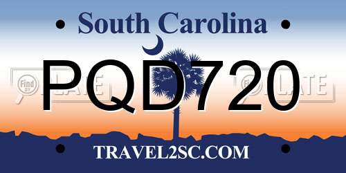 PQD720 South Carolina License Plate