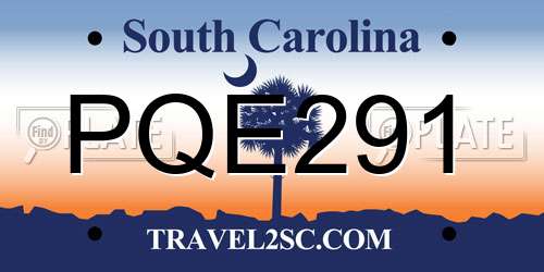 PQE291 South Carolina License Plate