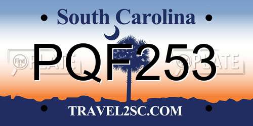 PQF253 South Carolina License Plate