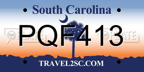 PQF413 South Carolina License Plate